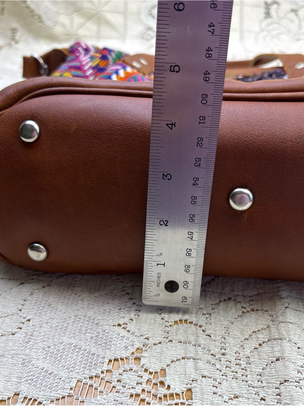 Nena & Co. Large Huipil Textile Convertible Backpack Crossbody Leather - Picture 14 of 14